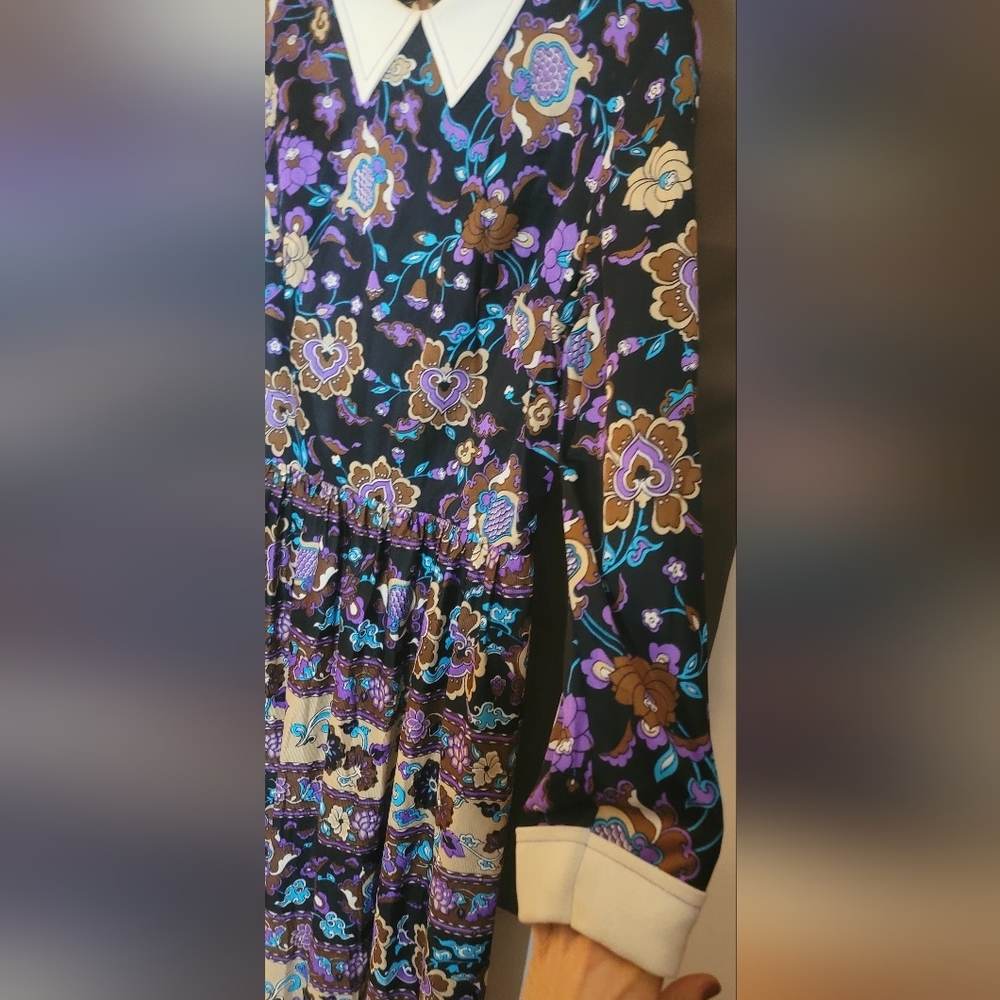 Joan Curtis Vintage Maxi Dress Bright Floral Print Garden Party 70s - Picture 6 of 16